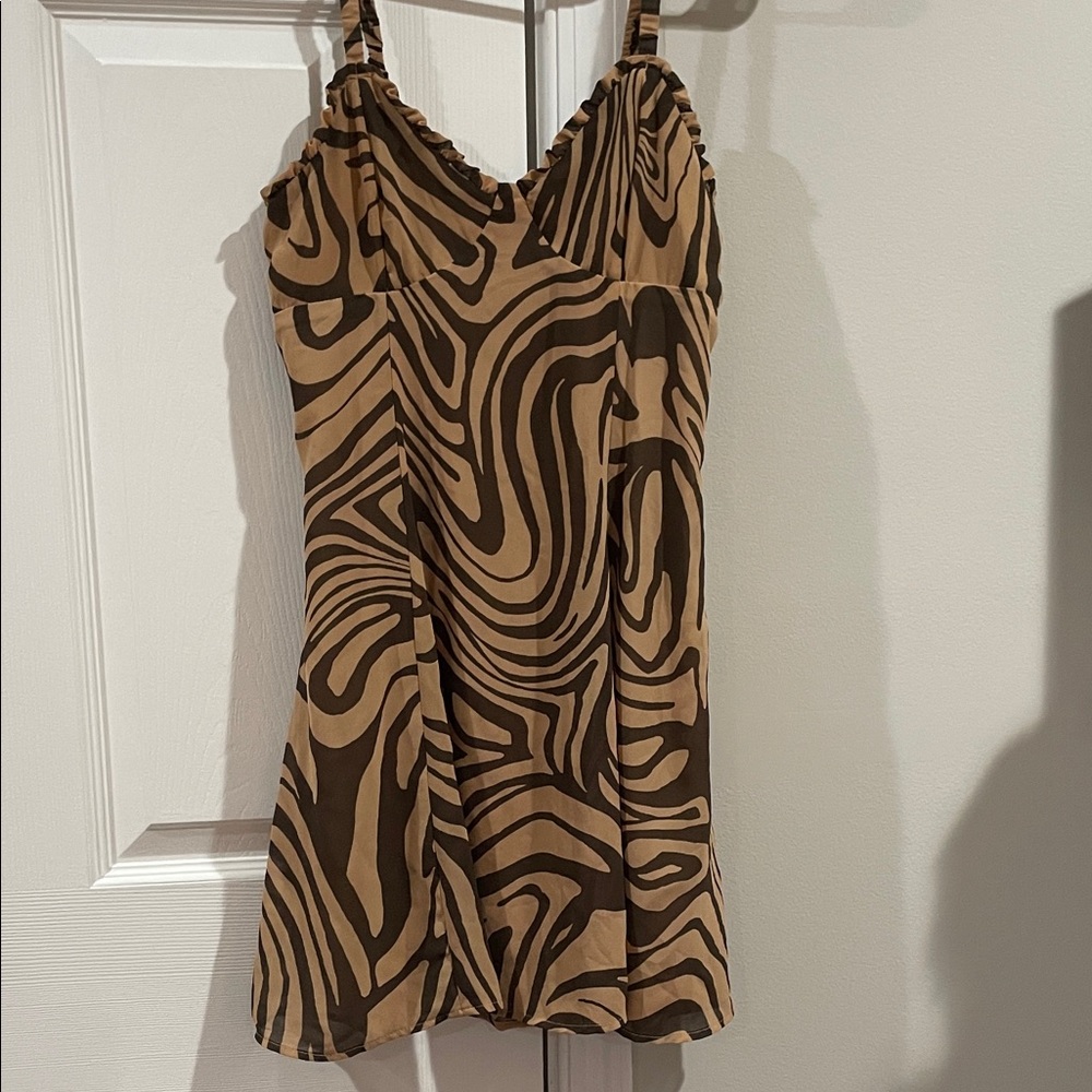 Wild Fable Brown Swirl Zebra Print Slip Dress - Women Size Small NWT